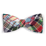 Navy Patch Madras Bow Tie