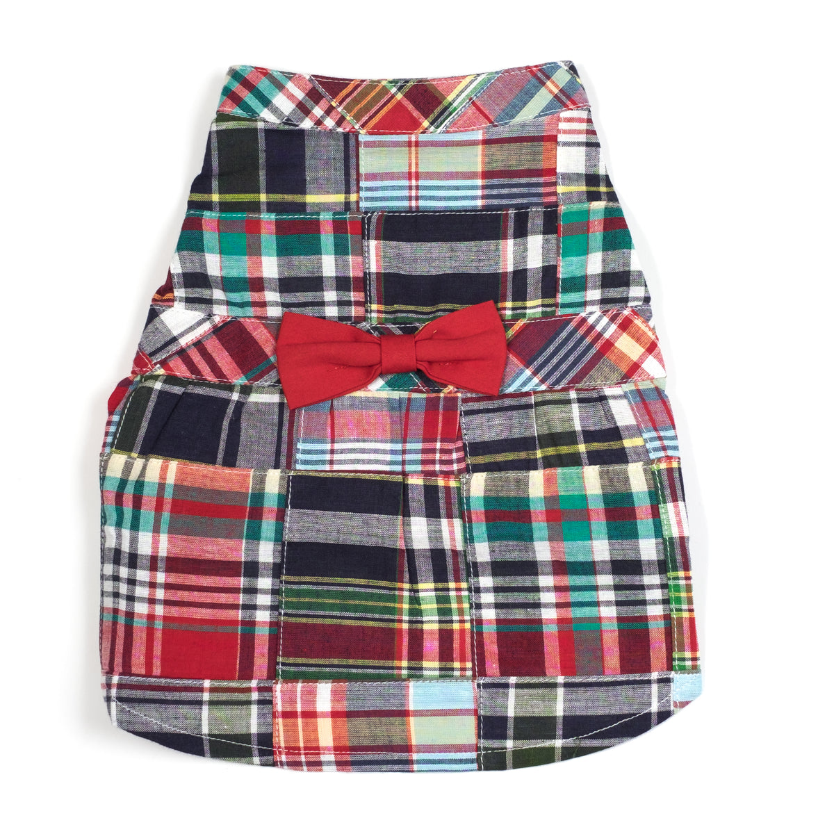 Navy Patch Madras Dress