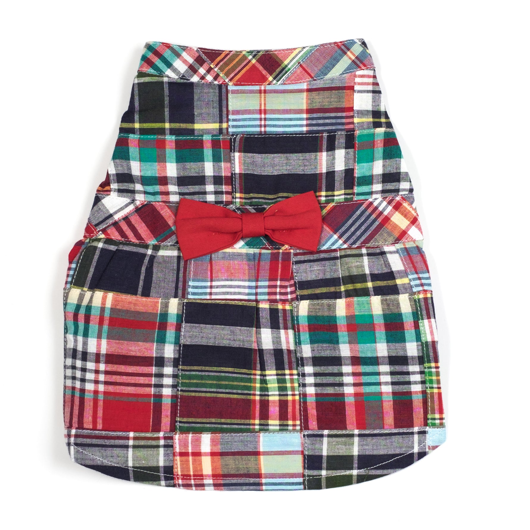 Navy Patch Madras Dress