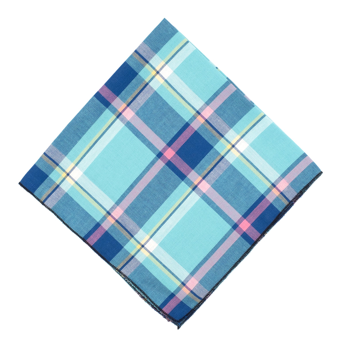 Aqua/Navy Plaid Bandana