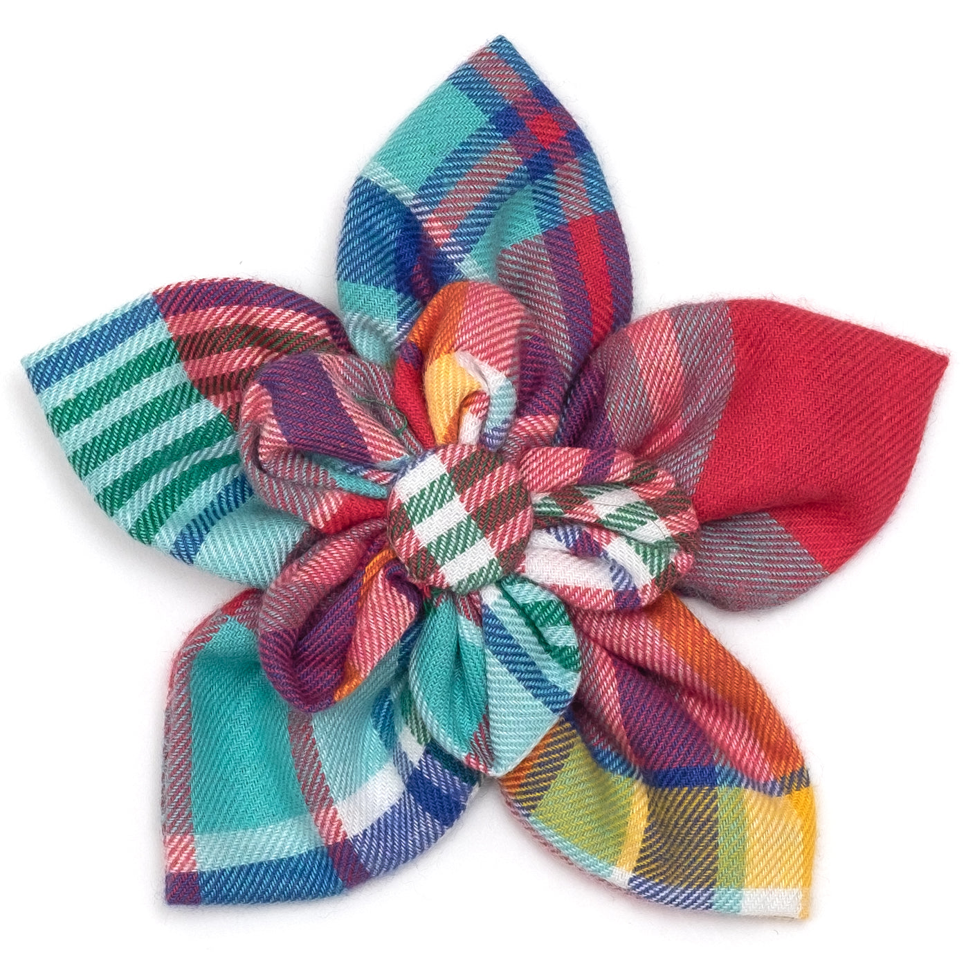 Coral Multi Plaid Flower