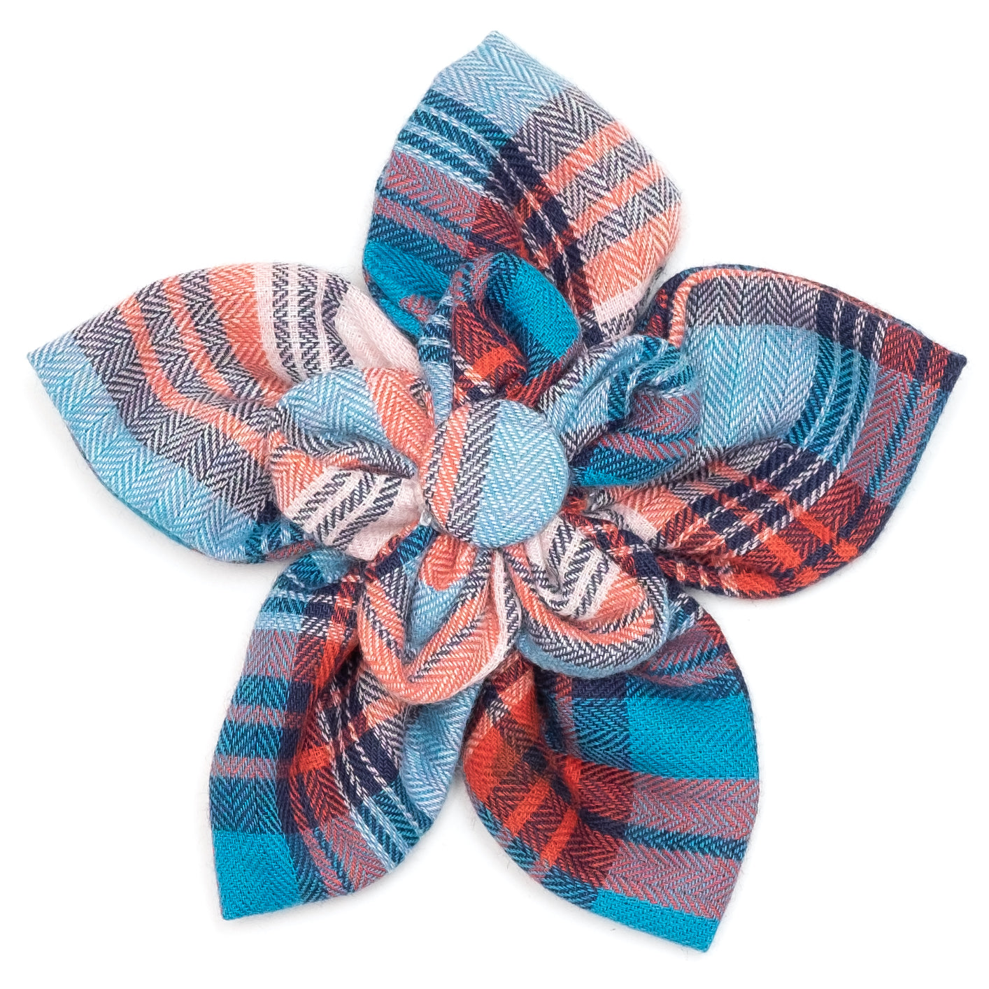 Cornflower Blue/Red Plaid Flower