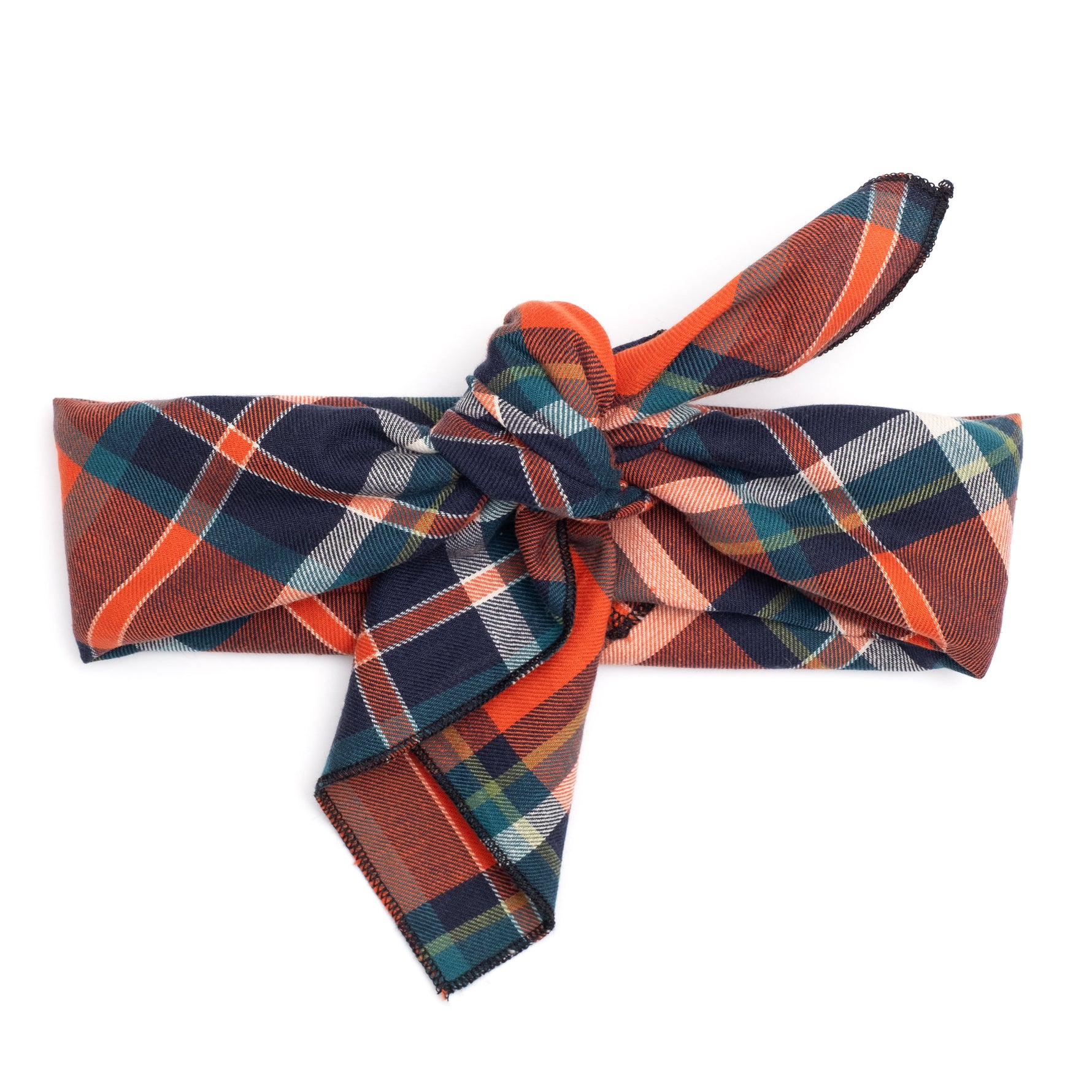 Orange/Navy Plaid Bandana