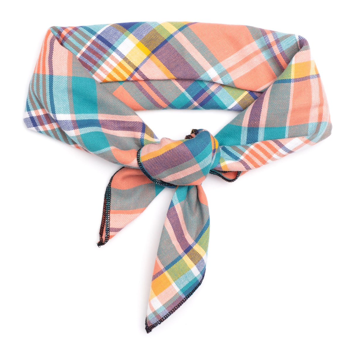 Peach Multi Plaid Bandana