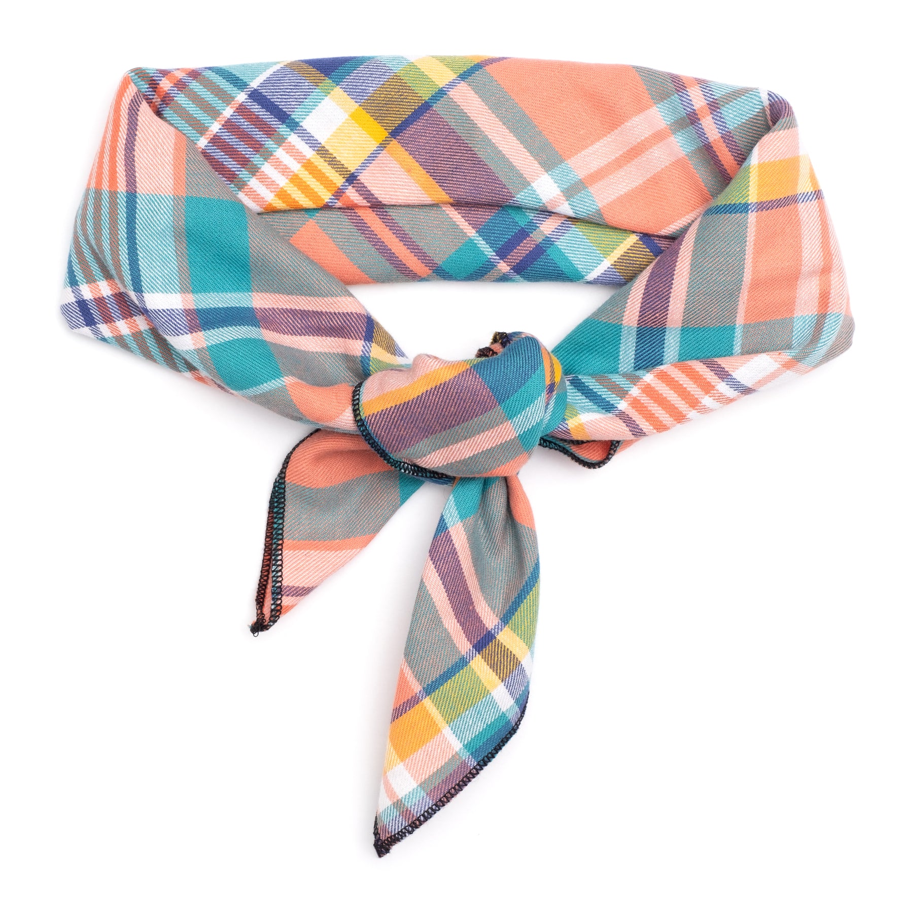 Peach Multi Plaid Bandana