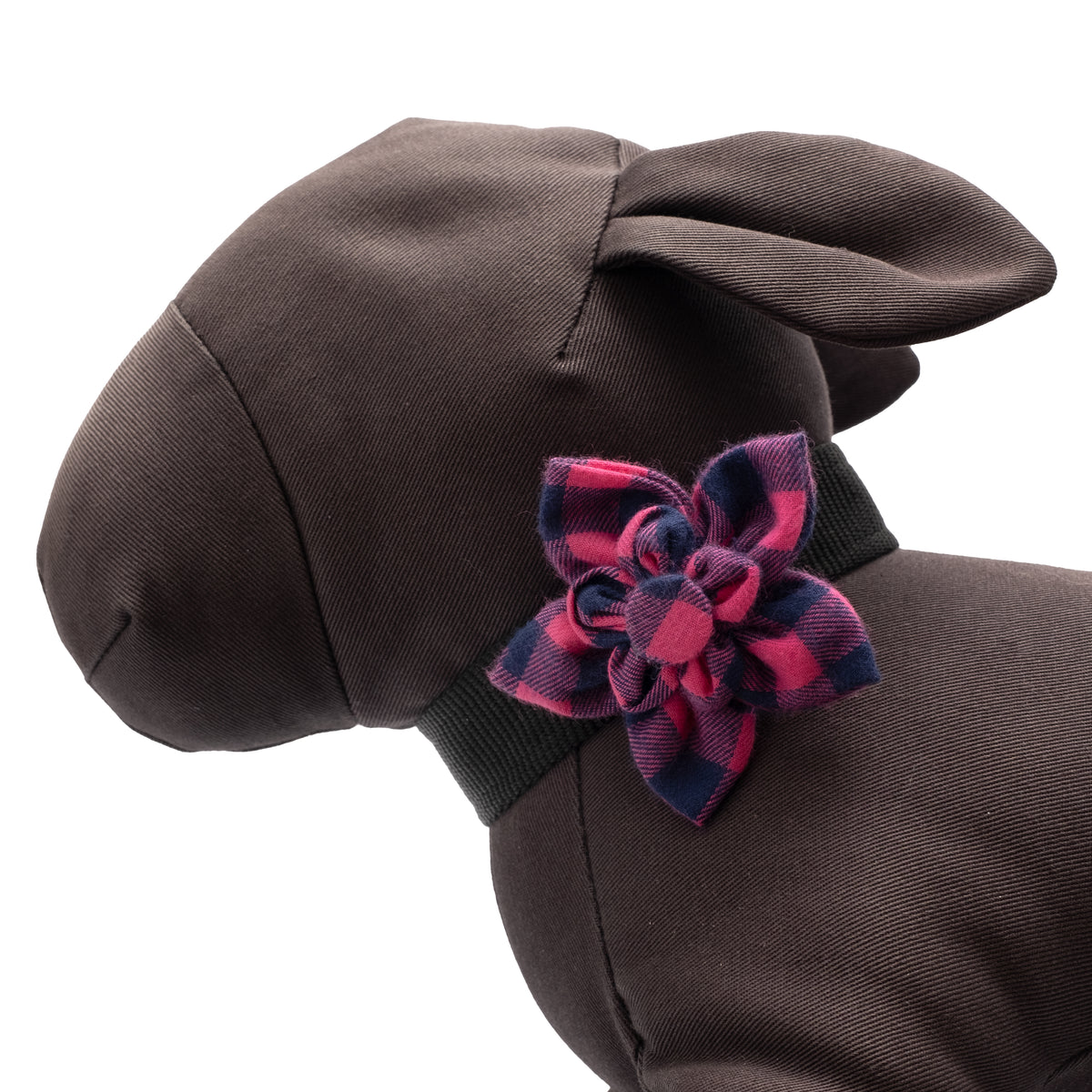 Pink/Navy Buffalo Check Flower