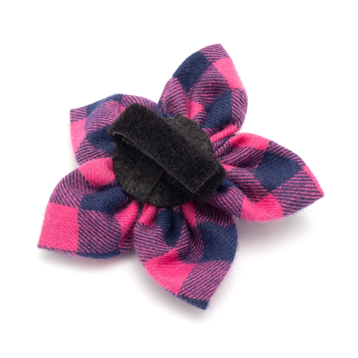 Pink/Navy Buffalo Check Flower
