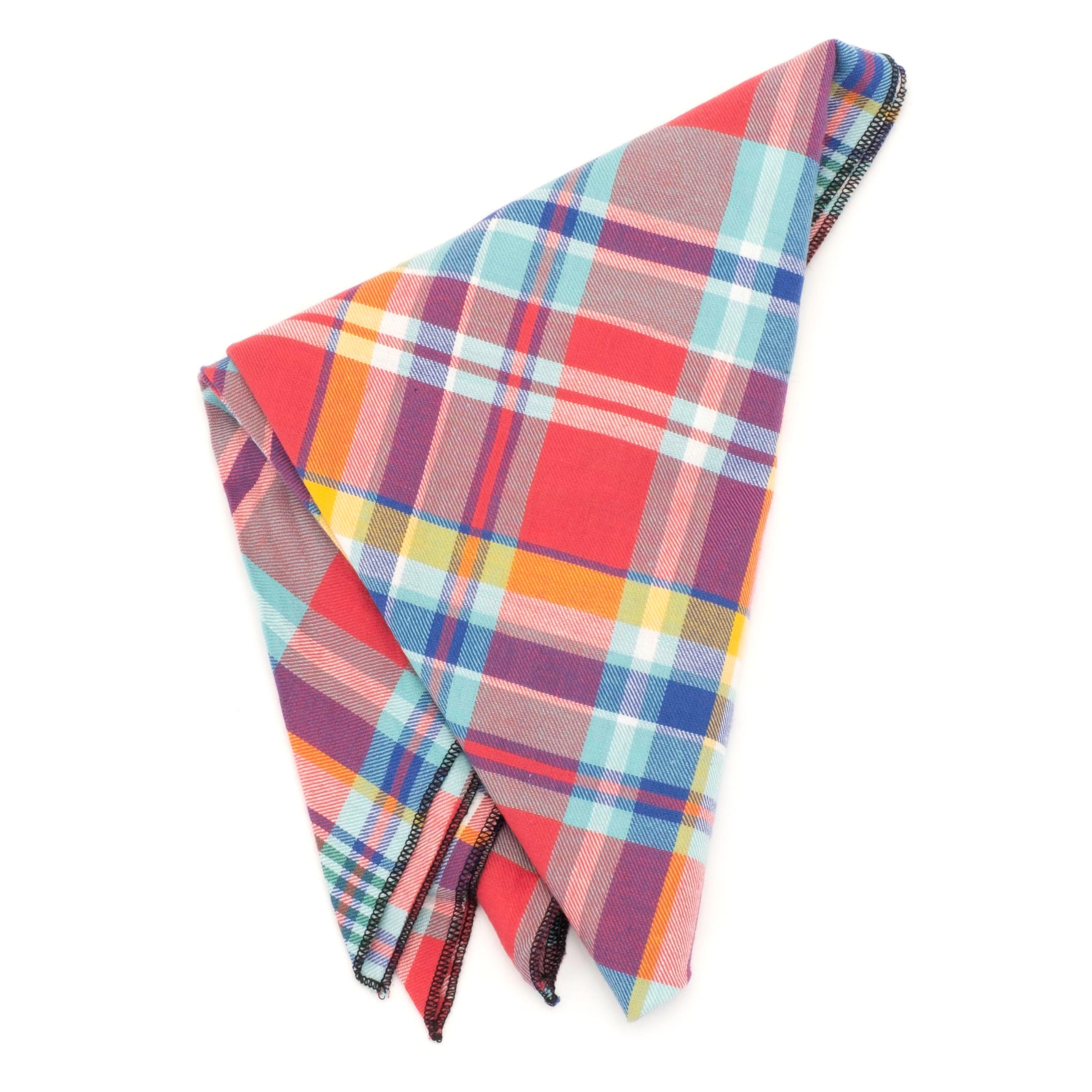 Coral Multi Plaid Bandana