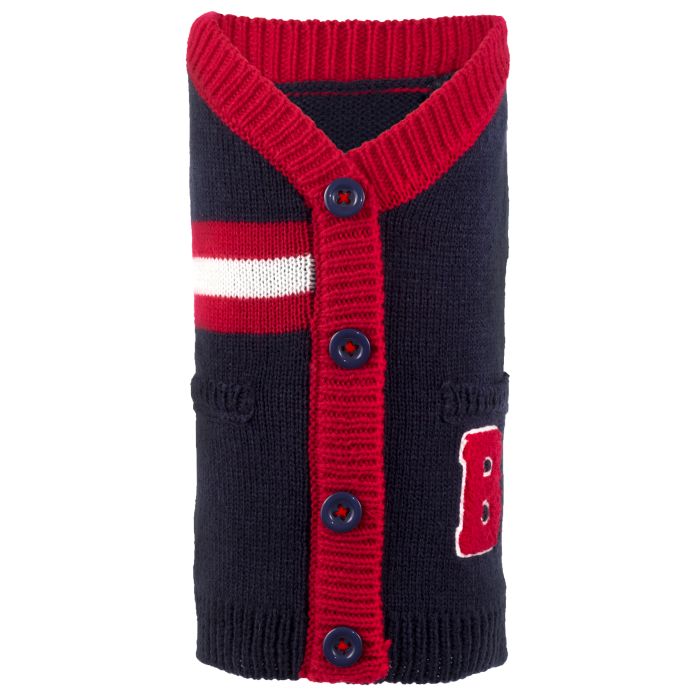 【DEARMINE】Wales Varsity Cardigan V-Neck Varsity Cardigan Sweater with embroidered logo [NY256